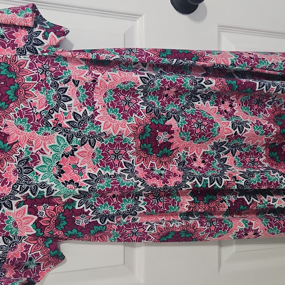 LuLaRoe Pink and Green Floral Dress